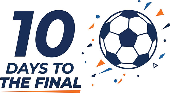 Countdown graphic for final football match featuring stylized soccer ball and blue typography.