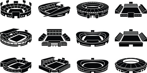 Sports Stadium and Arena Icon Set with Modern Venue and Grandstand Designs © Best Choice