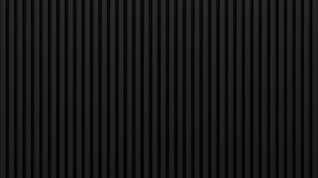 Black metal texture panel background. Corrugated iron sheet. Vertical siding pattern. Shipping container wall. Realistic vector illustration