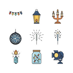 Naklejka premium Colorful party celebration decorative items.
