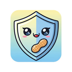 Cute Cartoon Shield with Peanut Allergy Awareness Icon. © Nebula
