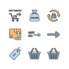 Fototapeta premium Ecommerce shopping cart transfer icons.