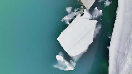 Iceberg breaking apart in cold ocean water with waves © TamasSzora