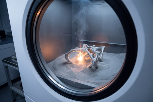 Metal additive manufacturing process inside industrial 3D printer