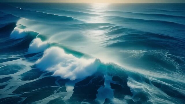 Aerial view of icebergs floating in turquoise ocean waters