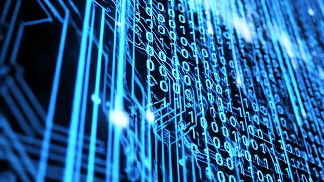 Digital technology background with binary code and circuit board