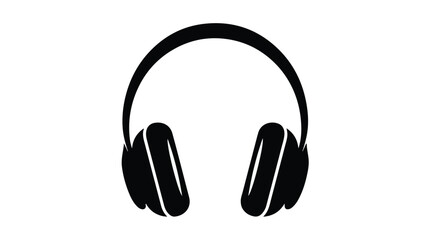 Fototapeta premium Black headphones icon isolated on white background, simple music listening symbol, audio equipment, sound technology