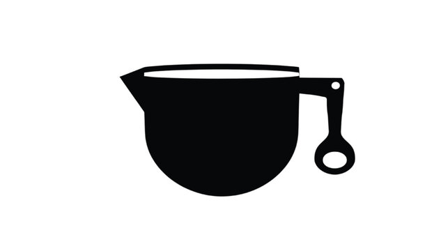 Measuring cup silhouette illustrates a simple kitchen utensil used for precise liquid volume management in culinary preparation.