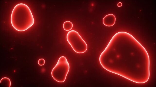 red glowing cells under microscope time lapse
