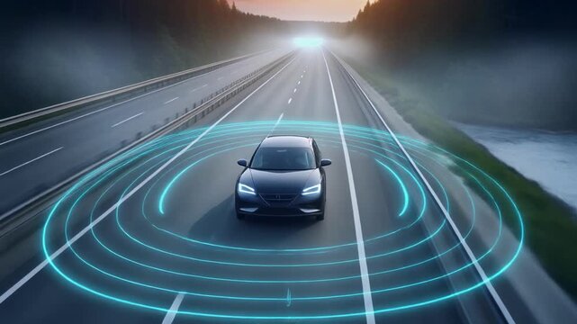 car driving on highway with motion blur effect