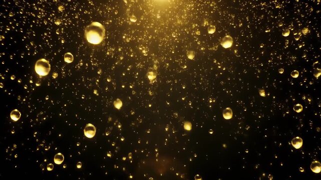 golden particles floating in dark cosmic space