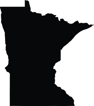 Silhouette map of Minnesota state in black color