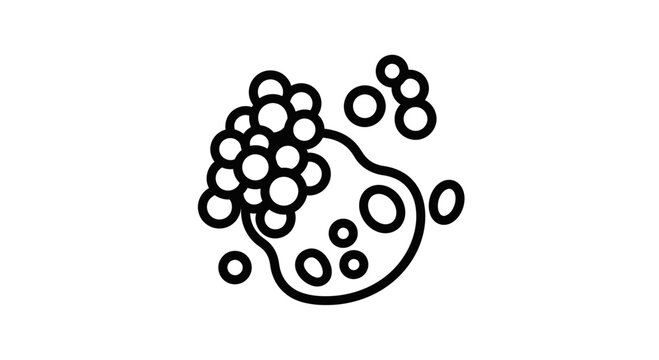 Abstract representation of cell division or budding, biological process icon