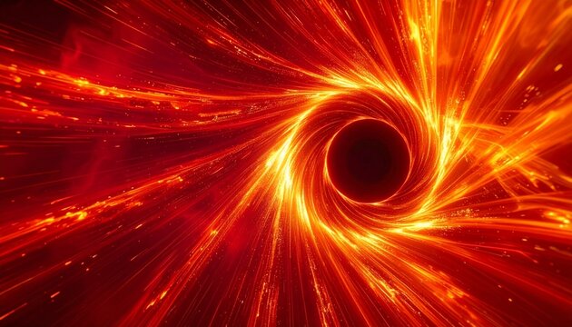 炎 渦 ブラックホール 灼熱 エネルギー ワームホール 宇宙 異次元 光の軌跡 スピード感 ダイナミック マグマ SF 吸い込まれる デジタルアート 抽象的 コントラスト 爆発 プレースホルダー 背景素材