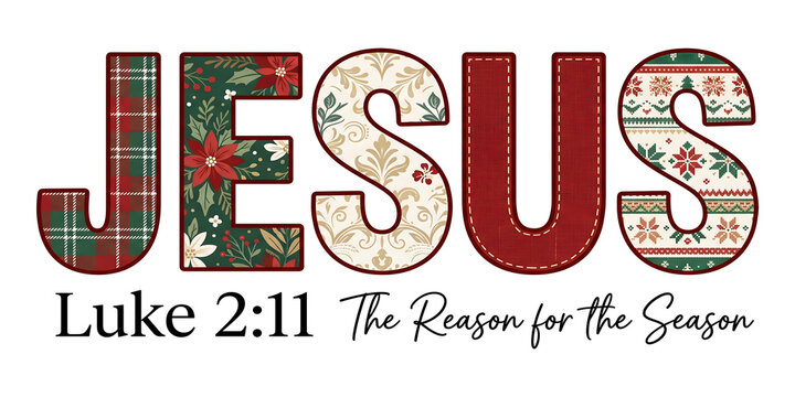 Jesus Luke 2 11 The Reason for the Season Christmas Typography Design