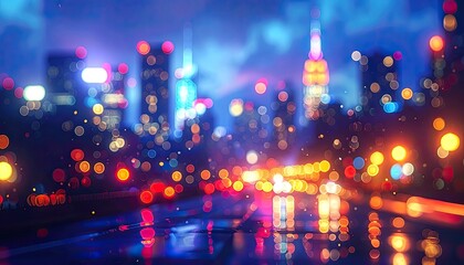 Fototapeta premium Abstract Cityscape at Night with Bokeh Lights.