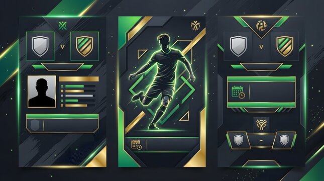 Professional Soccer Match Dashboard Infographic Layout Featuring Neon Green Athletic Player Graphics.