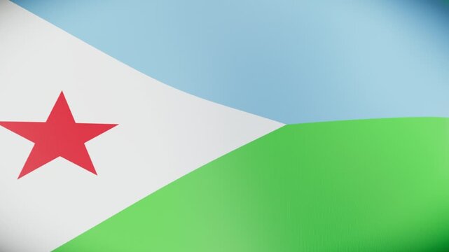Waving Djibouti 3D Flag, Seamless Loop Video Background for Corporate African Identity and Global Branding