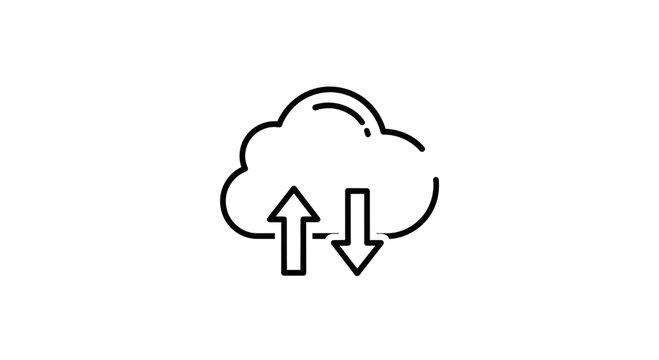 Cloud Computing Icon: Upload and Download Arrows, Data Transfer, Digital Storage