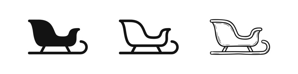 Fototapeta premium Christmas sleigh icons, winter holiday transport symbols