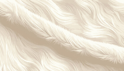 A high-quality, seamless vector illustration of soft white fur with flowing curves, elegant light beige highlights, and realistic fine hair textures suitable for luxury backgrounds and design. © Bediha Duru Öksüz