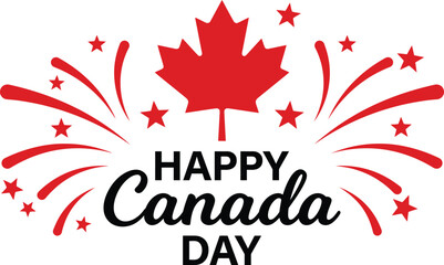 Fototapeta premium Happy Canada Day Fireworks Celebration Typography National Holiday Vector Illustration Creative Design