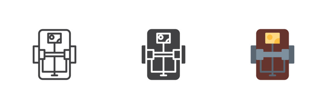 Rat trap top view icon shown as line, solid and flat colorful versions. Rat trap top view icon vector color sign and symbol for pest control service.