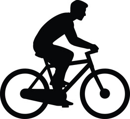 Obraz premium Black silhouette of a man riding a bicycle cycling