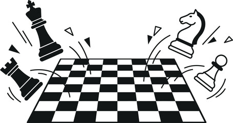 Chess board perspective with moving pieces strategy concept flat vector illustration © nazmulgraphix