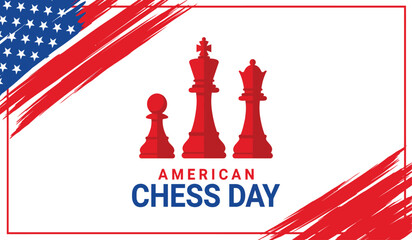 American Chess Day red and blue chess pieces with patriotic theme flat vector illustration © nazmulgraphix