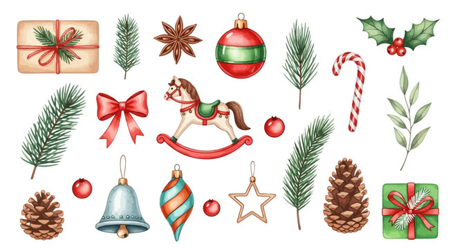 Christmas, Winter, Holiday Icons, 20 Vector Ornaments, Clipart Elements
