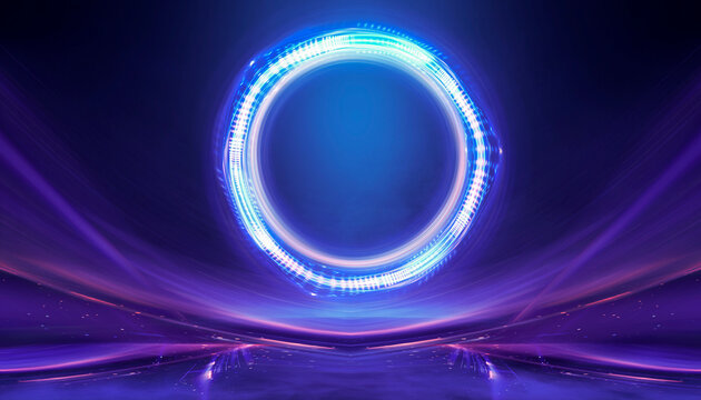 Abstract neon background with glowing circles.