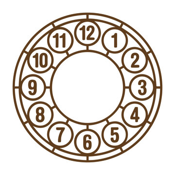 Vintage Round Clock Face Number Dial Vector Illustration