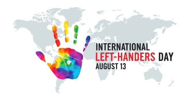 International lefthanders day celebration graphic with world map