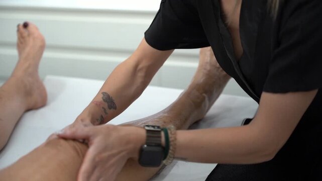 Masseuse giving a lymphatic drainage massage