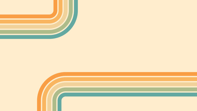 Abstract background of rainbow groovy Wavy Line design in 1970s Hippie Retro style. Vector pattern ready to use for cloth, textile, wrap and other.