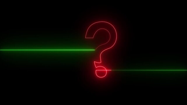 Neon glowing loop Red and green color Question mark sign Question mark icon asking icon animation.4k resolution video abstract advice.