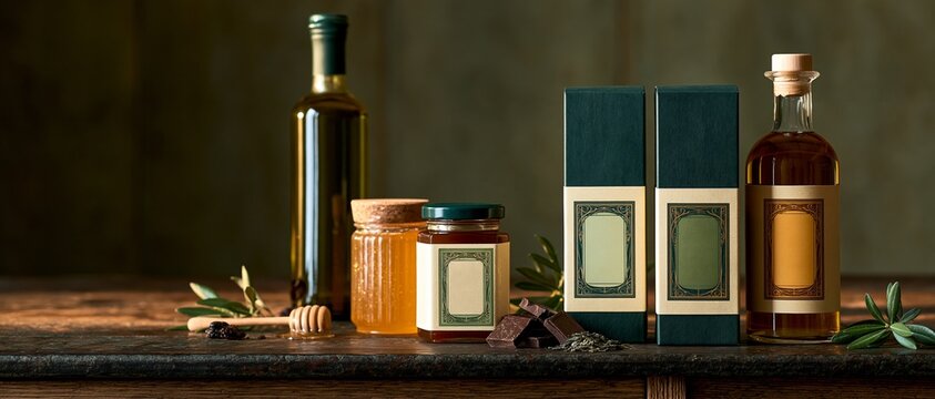 Natural gourmet oils honey and chocolate set