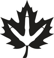 Fototapeta premium Thanksgiving Turkey Footprint in Maple Leaf Black Silhouette Vector Icon Isolated on White Background