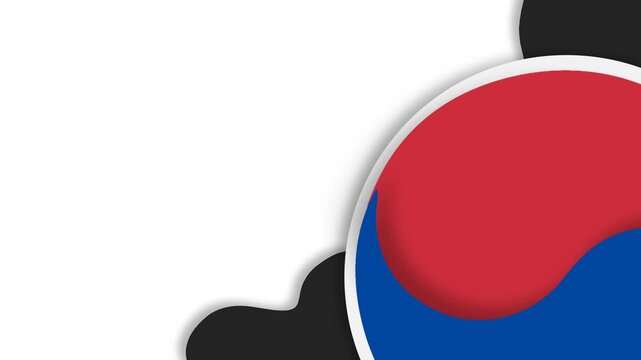 Closeup of South Korean Flag Emblem with Red and Blue Taegeuk Symbol.