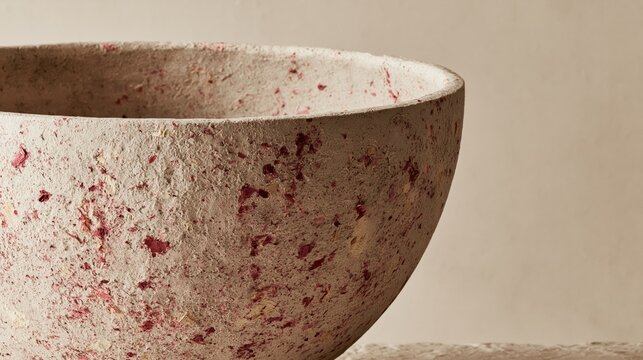 organic clay vessel with natural fiber texture in contemporary craft