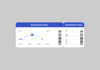 Airline Boarding Pass Template with Flight Route and Barcode © Nadya_Art