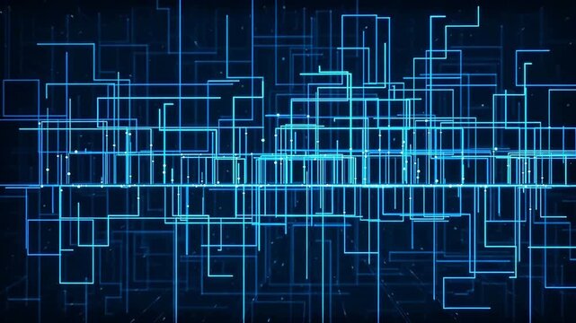 Abstract blue line pattern on black background