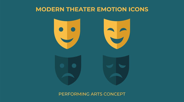Theater masks illustrating comedy and tragedy represent the duality of human emotions.