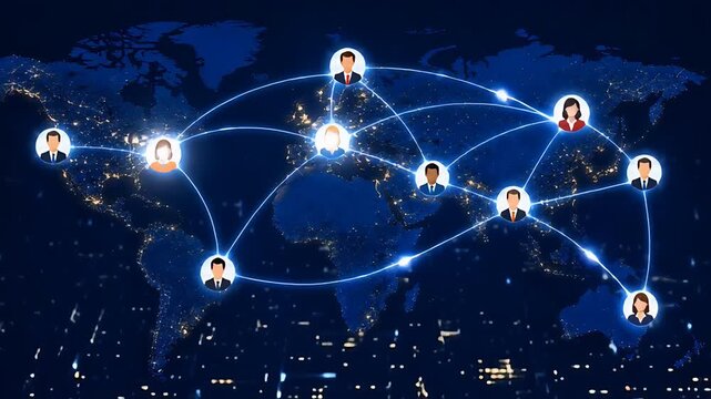 Global Business Network with Online Meeting Concept