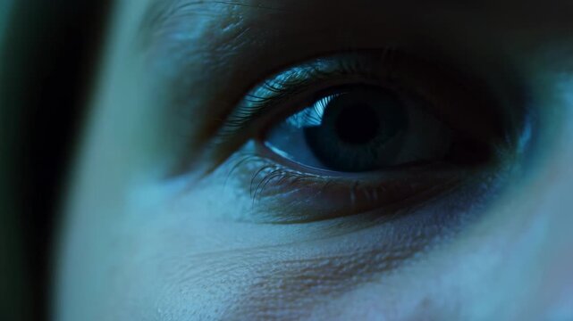 Close-up of a human eye reflecting emotions and thoughts. Capturing the essence of perception and awareness in a personal moment