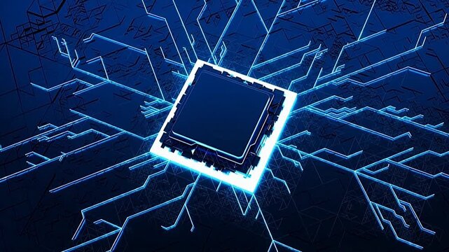 Microchip with glowing circuitry