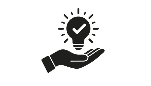Hand holding lightbulb icon achievement success concept