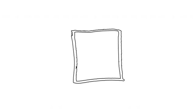 Hand-drawn frame. black rectangular border on a transparent background