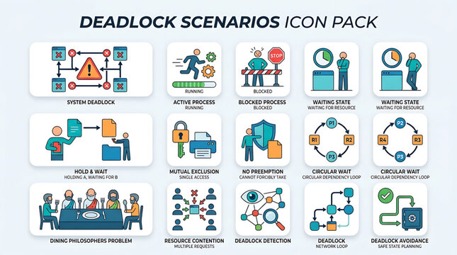 Business people experience various deadlock scenarios in office settings with technology